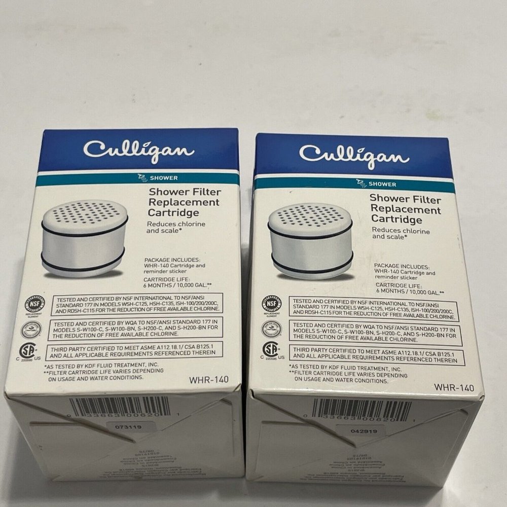 New Lot of 2 Genuine Culligan WHR-140 Replacement Shower Filter Cartridges
